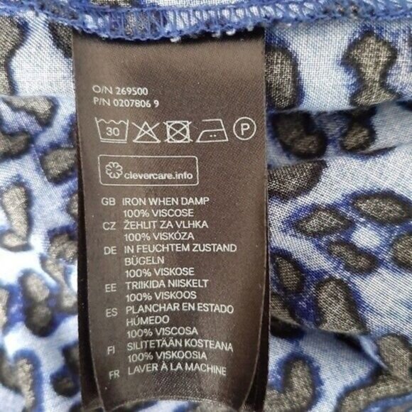 H&M Leopard Print Flowy Mini Dress Blue & Black Sz 6 - Picture 9 of 9